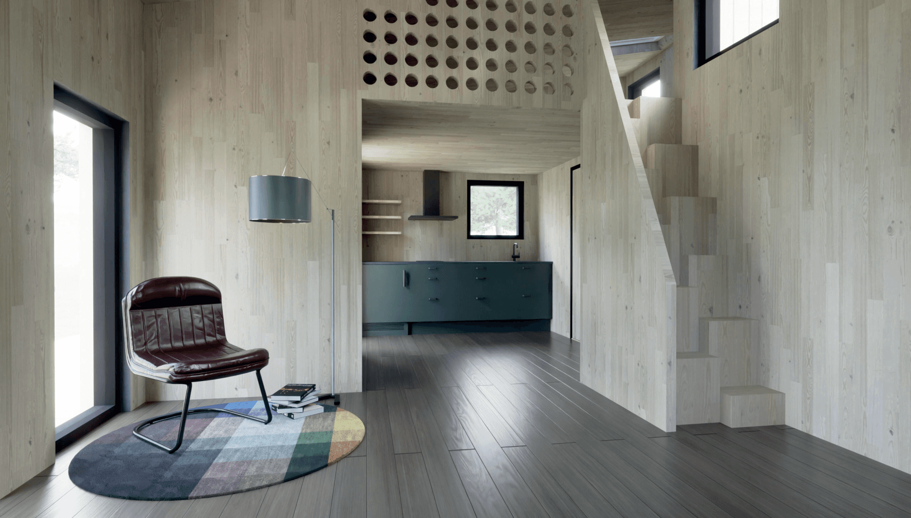 Attefallshus interiör trappa